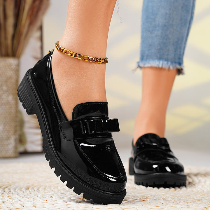 Patent Leather Bow Mary Jane Loafers