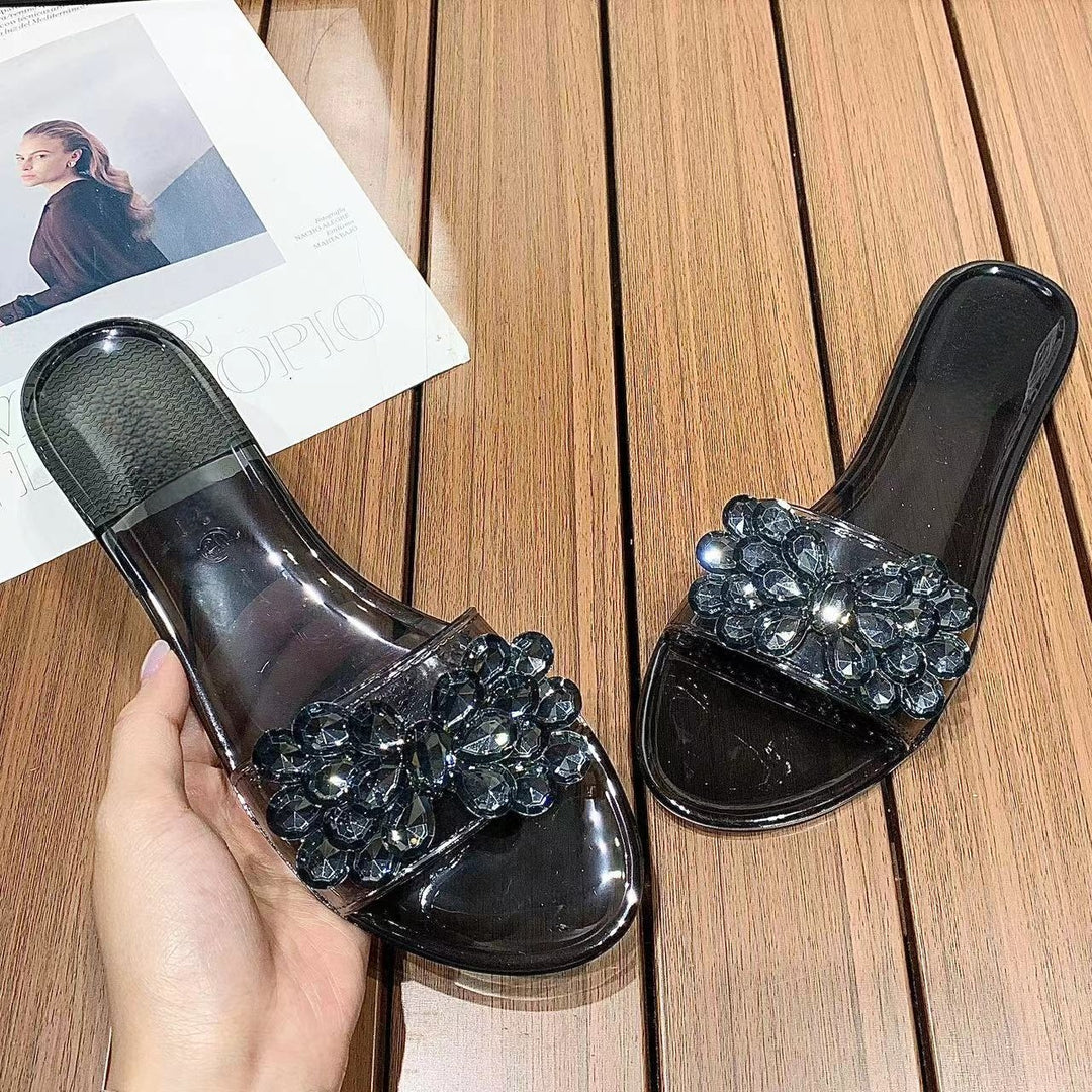 Crystal Clear Slide Sandals