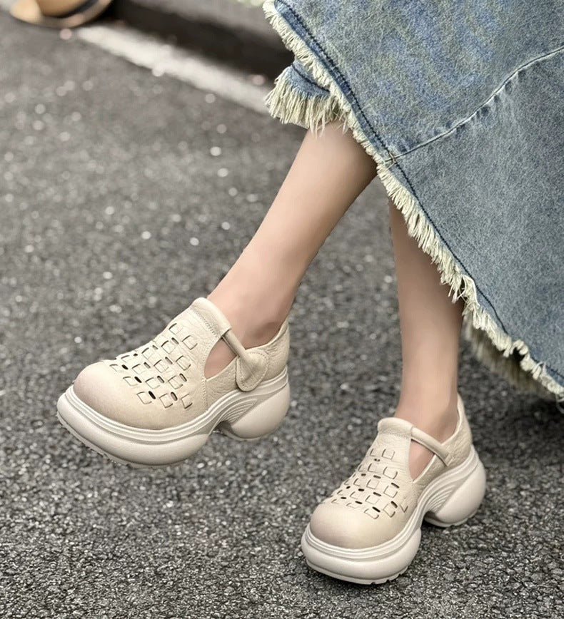 Vintage Woven Closed Toe Platform Mule Sandals