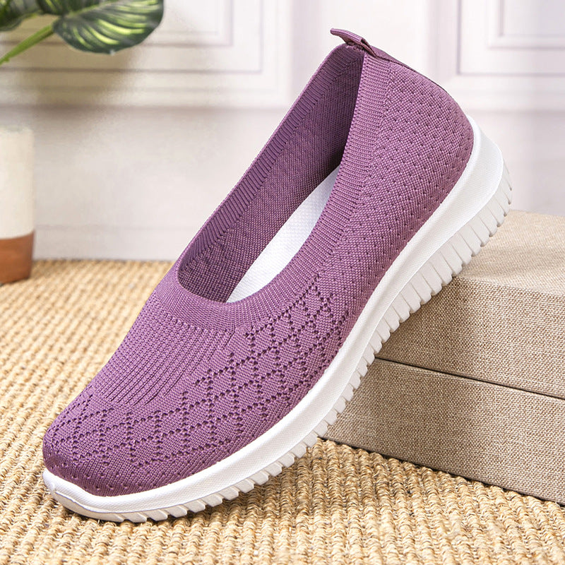 Breathable Knit Slip-On Flats