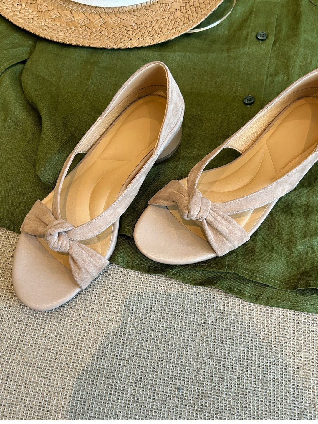 Bow Detail Low Wedge Sandals