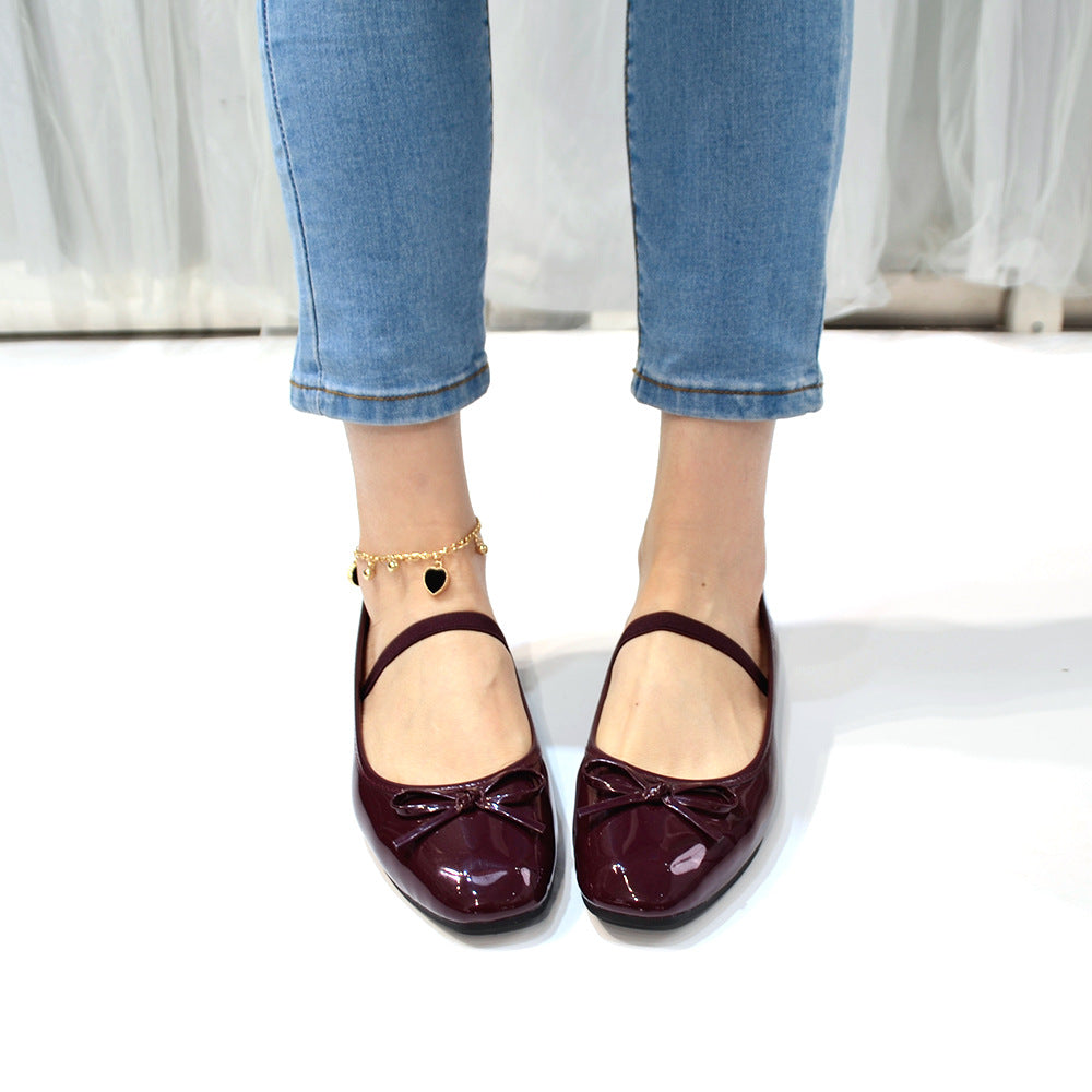 Bow Square-Toe Ballet Flats