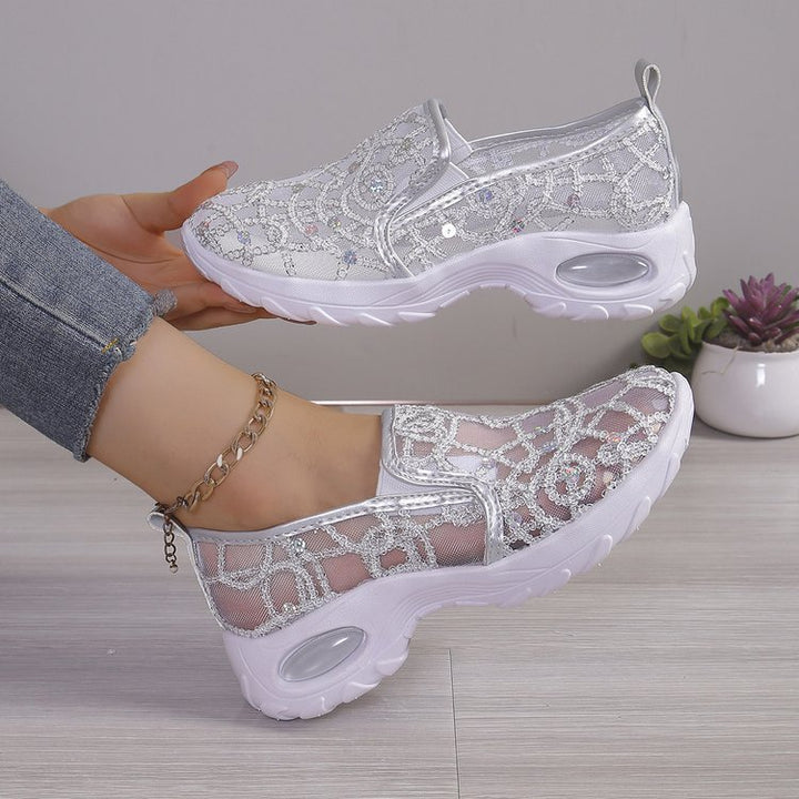Lace Mesh Slip-On Sneakers