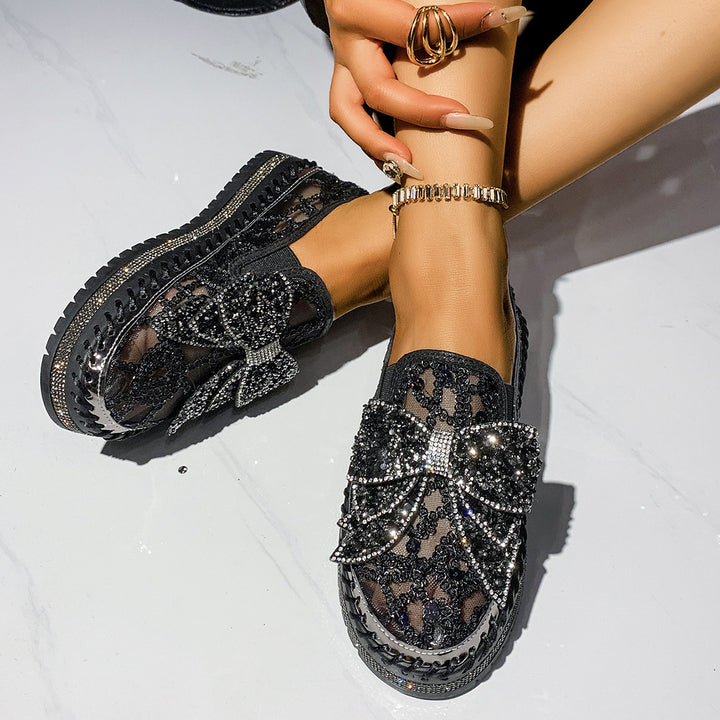 Crystal Bow Platform Sneakers