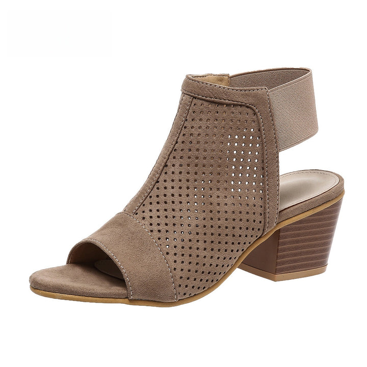 Round Toe Slip-On Block Heel Sandals