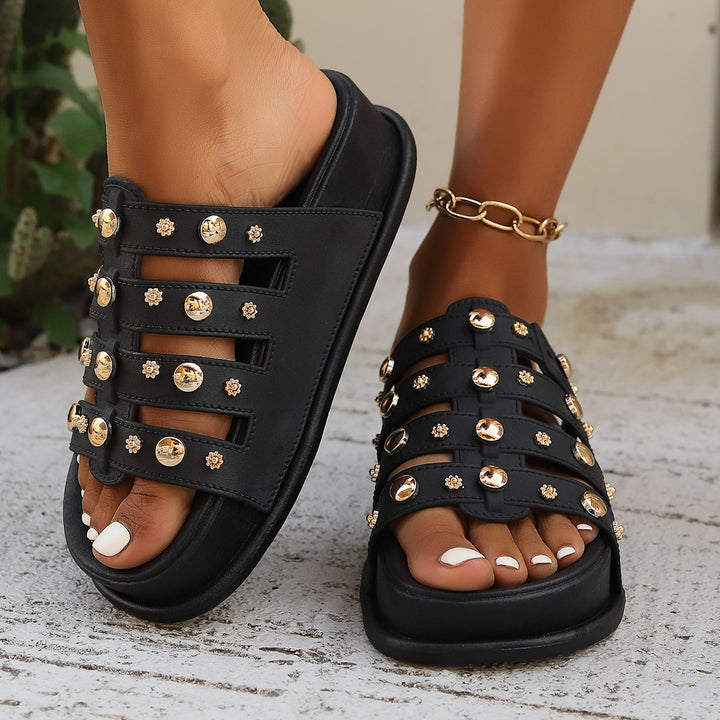 Studded Platform Slide Sandals