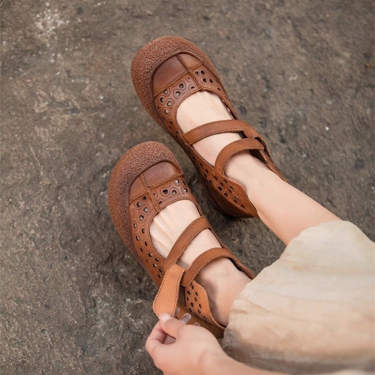 Vintage Leather Cut-Out Flats