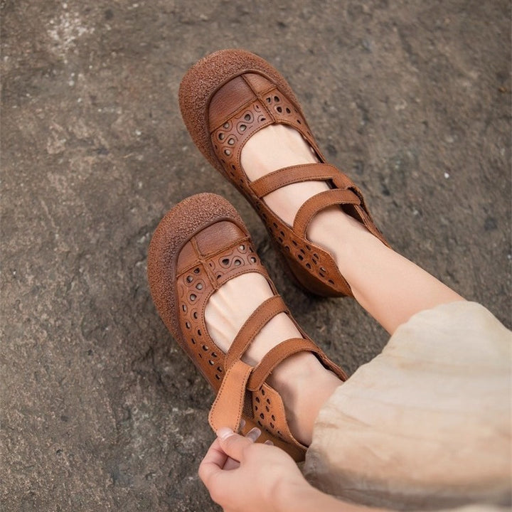Vintage Leather Cut-Out Flats