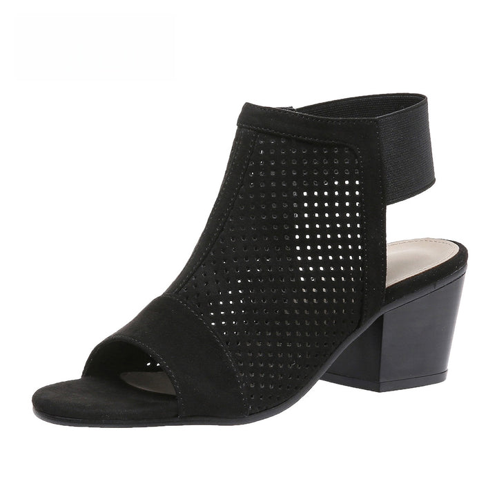 Round Toe Slip-On Block Heel Sandals
