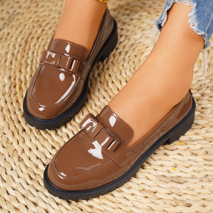 Patent Leather Bow Mary Jane Loafers