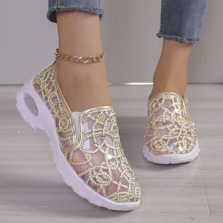 Lace Mesh Slip-On Sneakers