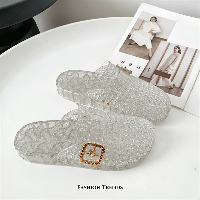 Transparent Closed Toe Mule Sandals