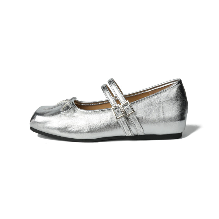 French Bow Hidden Wedge Mary Jane Flats