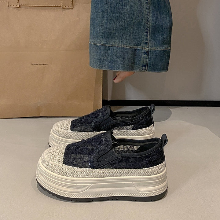 Lace Platform Slip-On Sneakers