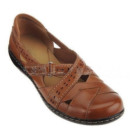 Leather Cutout Comfort Flats