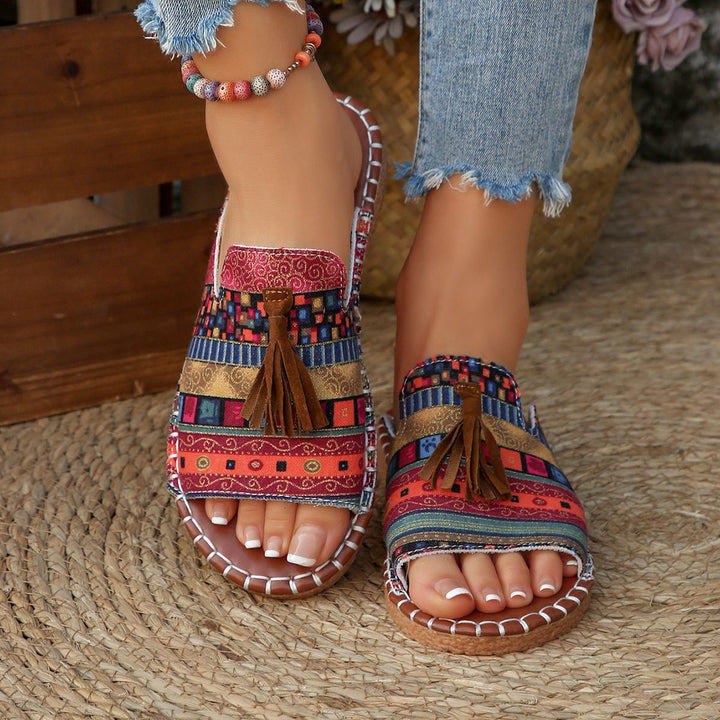 Boho Tassel Slide Sandals