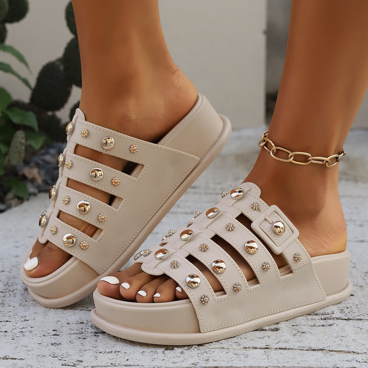 Studded Platform Slide Sandals