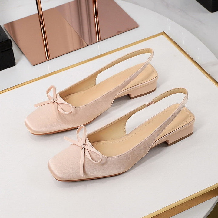 French Satin Bow Slingback Pumps