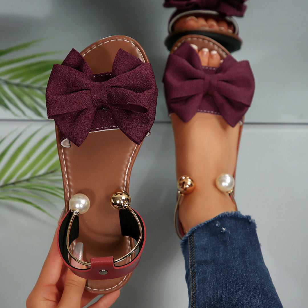 Bow Flat Slide Sandals