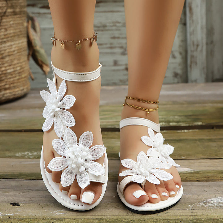 Floral Toe Loop Roman Sandals