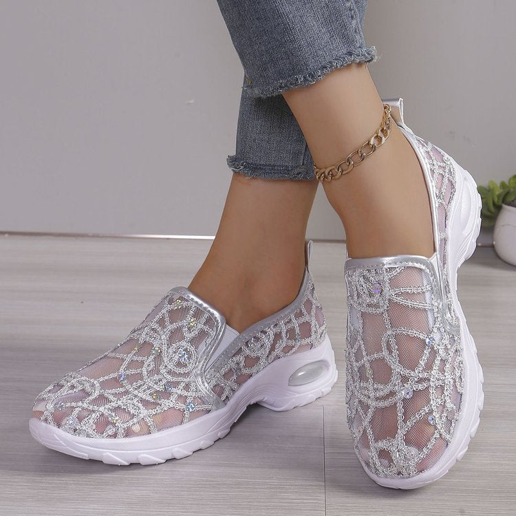 Lace Mesh Slip-On Sneakers