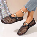 Mesh Cutout Mary Jane Flats