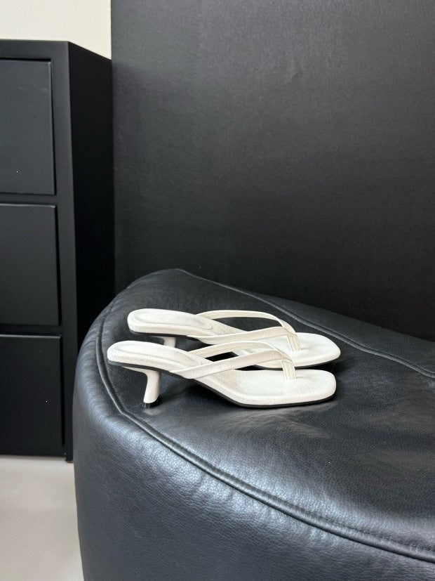 Minimalist Square Toe Kitten Heel Sandals