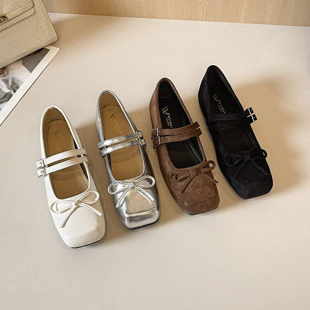French Bow Hidden Wedge Mary Jane Flats