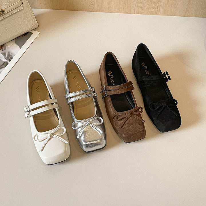 French Bow Hidden Wedge Mary Jane Flats