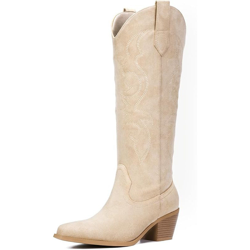 Embroidered Knee High Cowboy Boots for Women