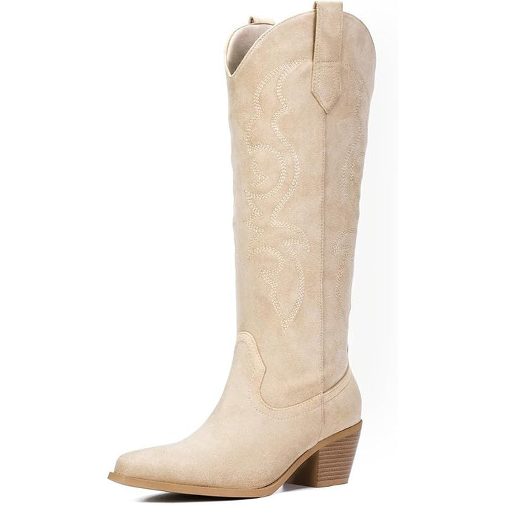 Embroidered Knee High Cowboy Boots for Women