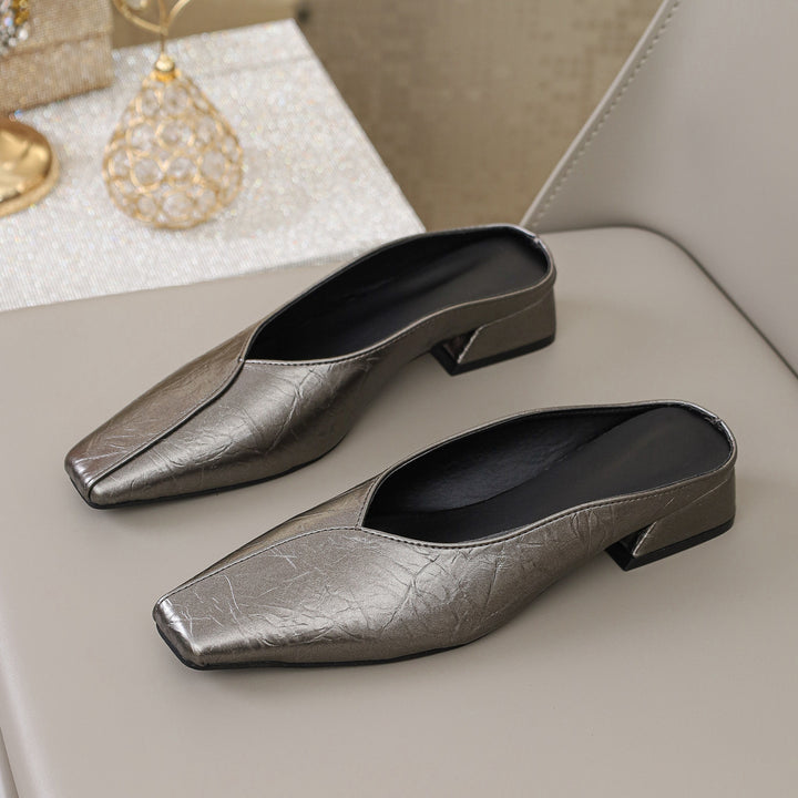 Square Toe Closed Toe Mule Sandals