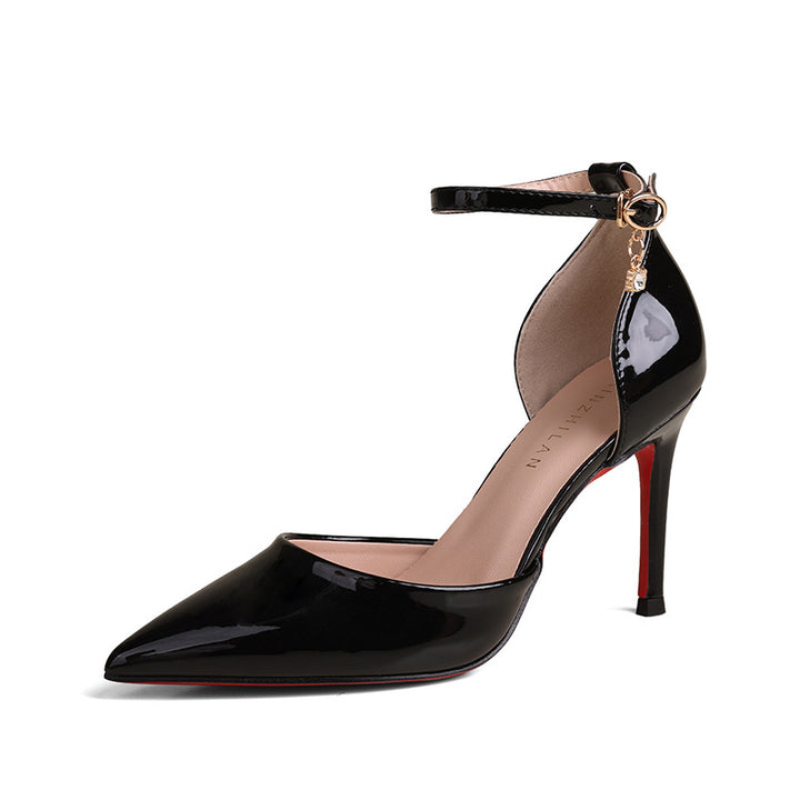 Patent Leather Pointed Toe Slingback Shoes