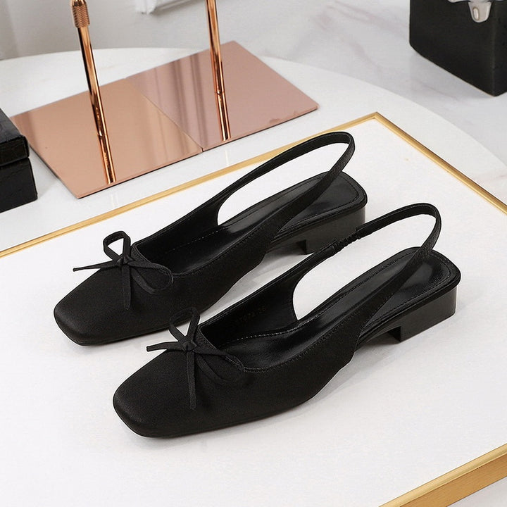French Satin Bow Slingback Pumps