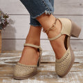 Vintage Closed-Toe Block Heel Sandals