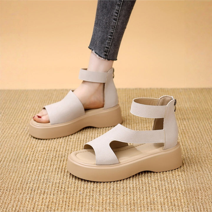 Vintage Cutout Platform Roman Sandal
