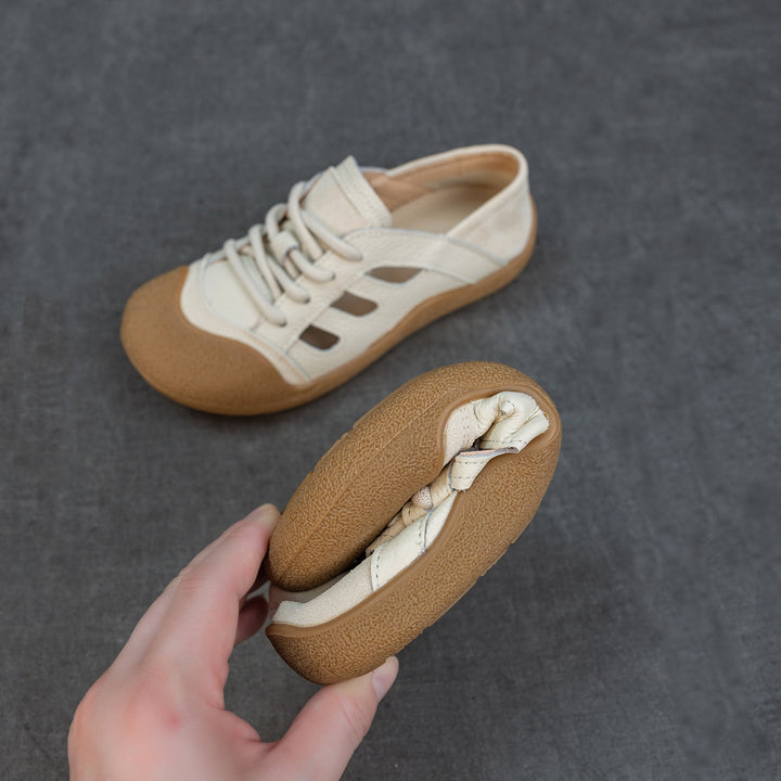 Genuine Leather Cutout Slip-On Flat Sandals