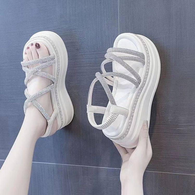Rhinestone Platform Roman Sandals