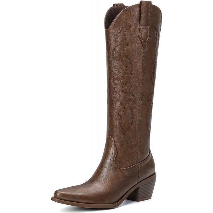 Embroidered Knee High Cowboy Boots for Women