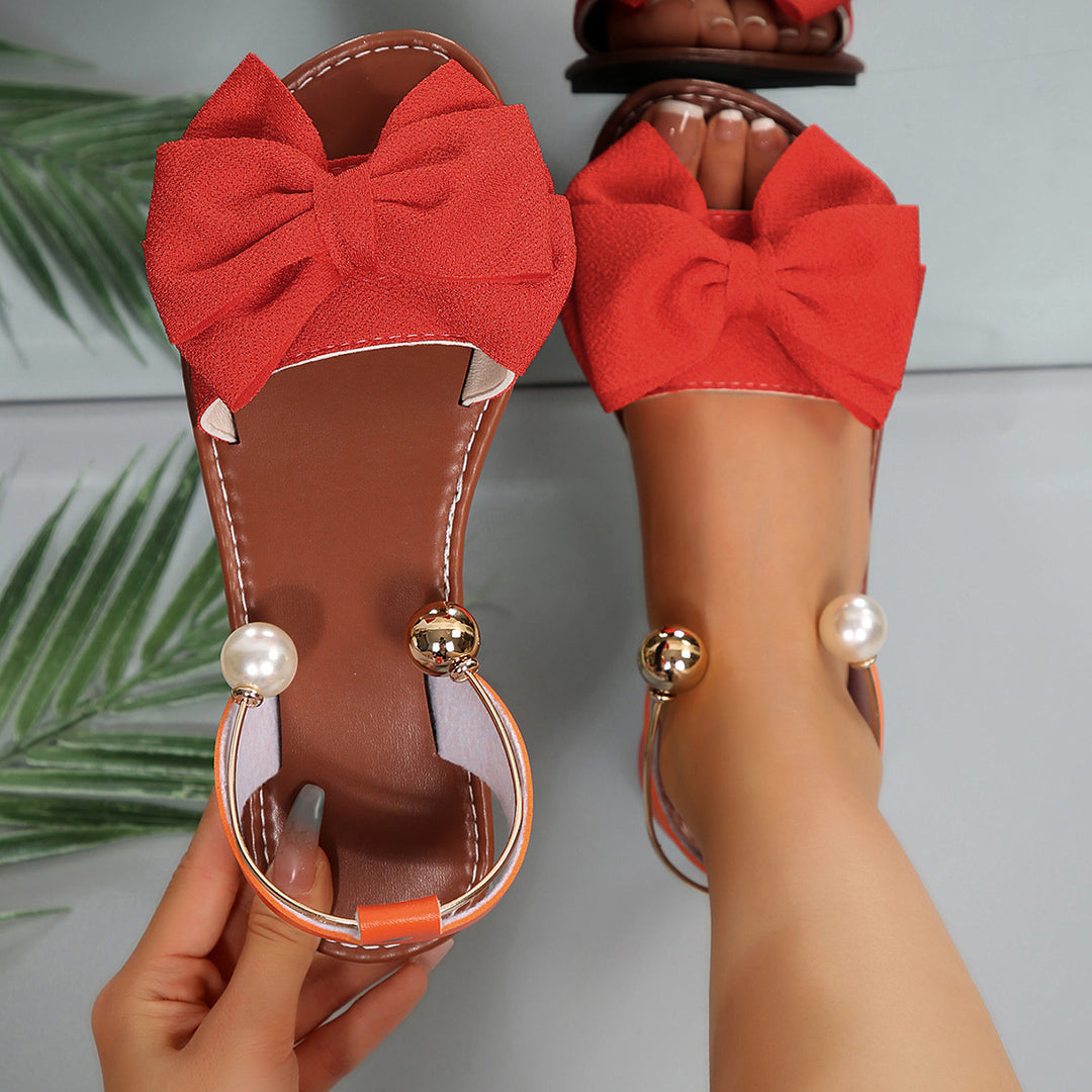 Bow Flat Slide Sandals