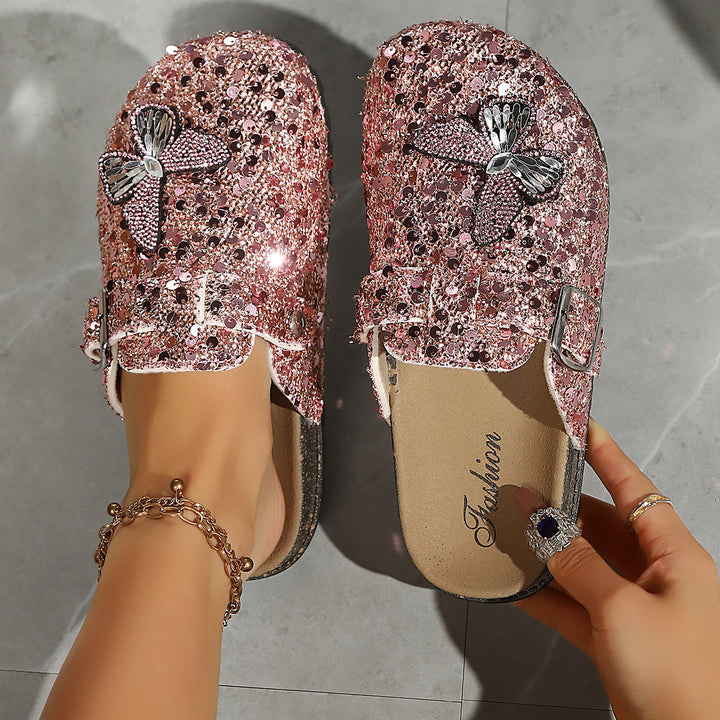 Crystal Bow Mule Sandals