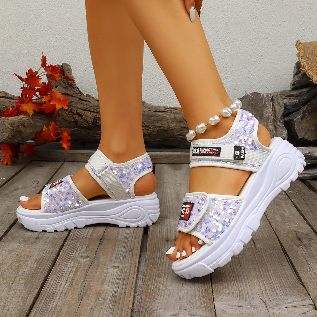 Sequin Platform Sandals