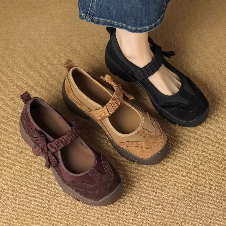 Suede Platform Mary Jane Flats