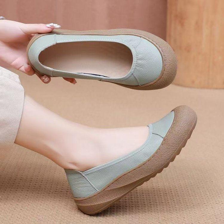 Soft Leather Platform Comfort Flats