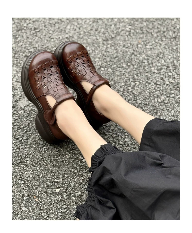 Vintage Woven Closed Toe Platform Mule Sandals