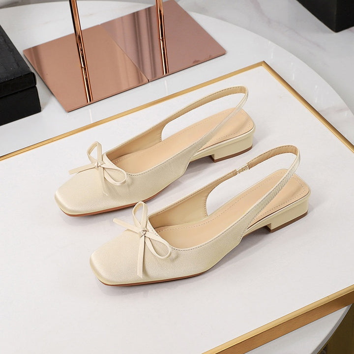 French Satin Bow Slingback Pumps
