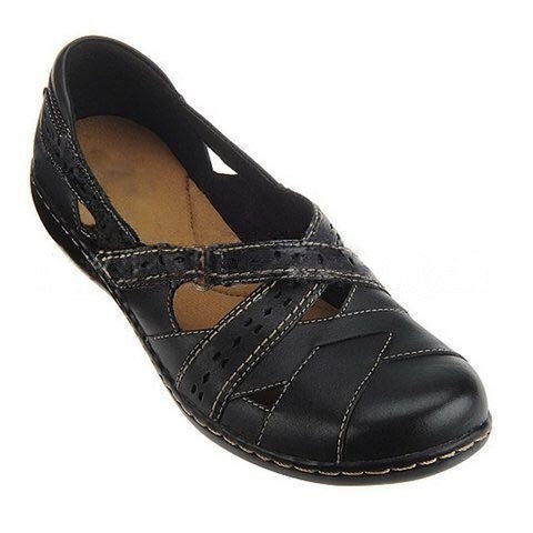 Leather Cutout Comfort Flats