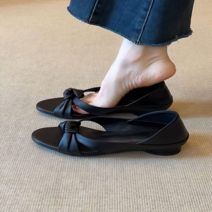 Elegant Bow Knot Slingback Flat Sandals