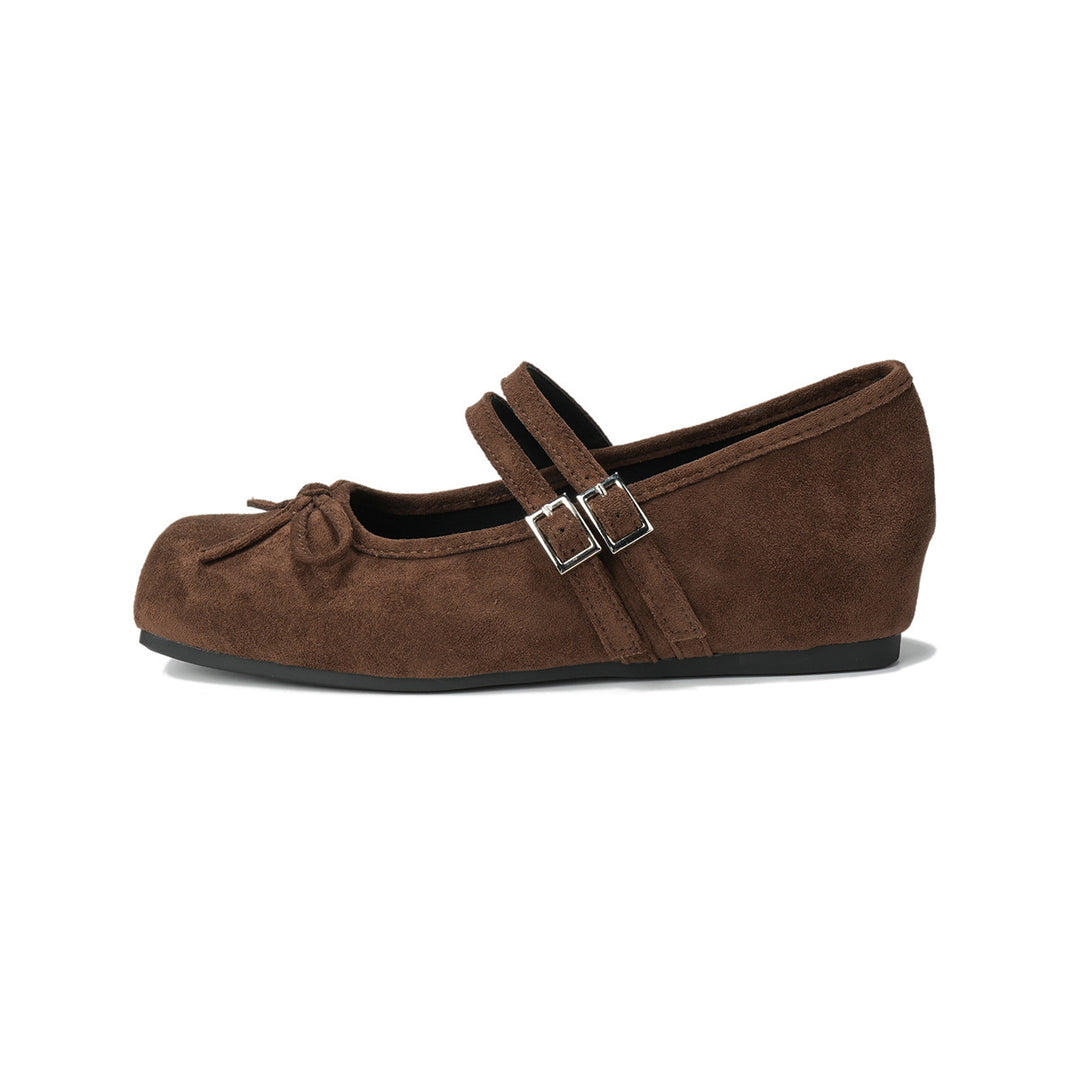 French Bow Hidden Wedge Mary Jane Flats