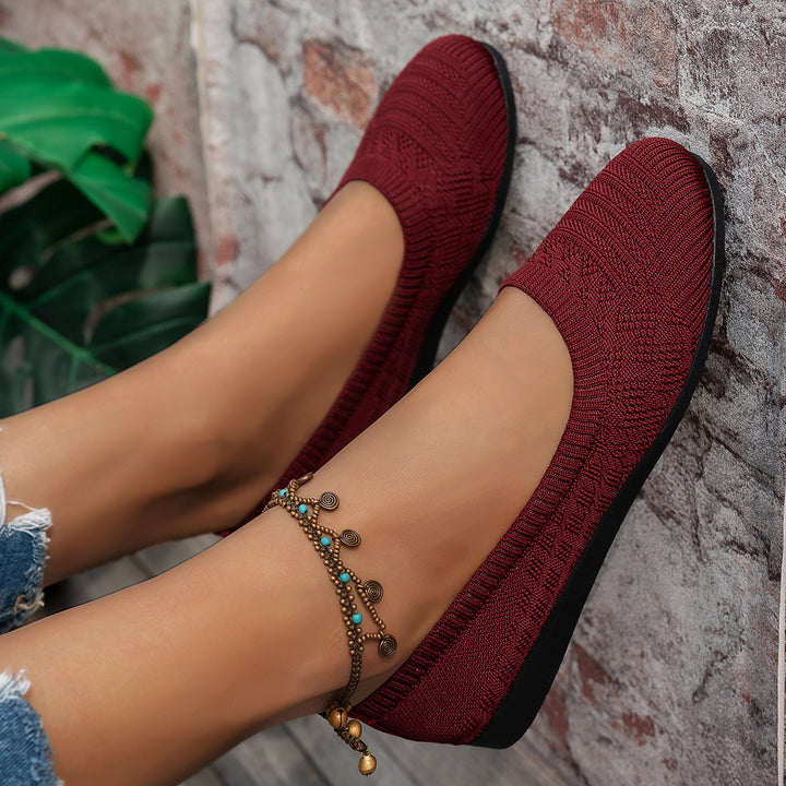 Breathable Knit Slip-On Flats